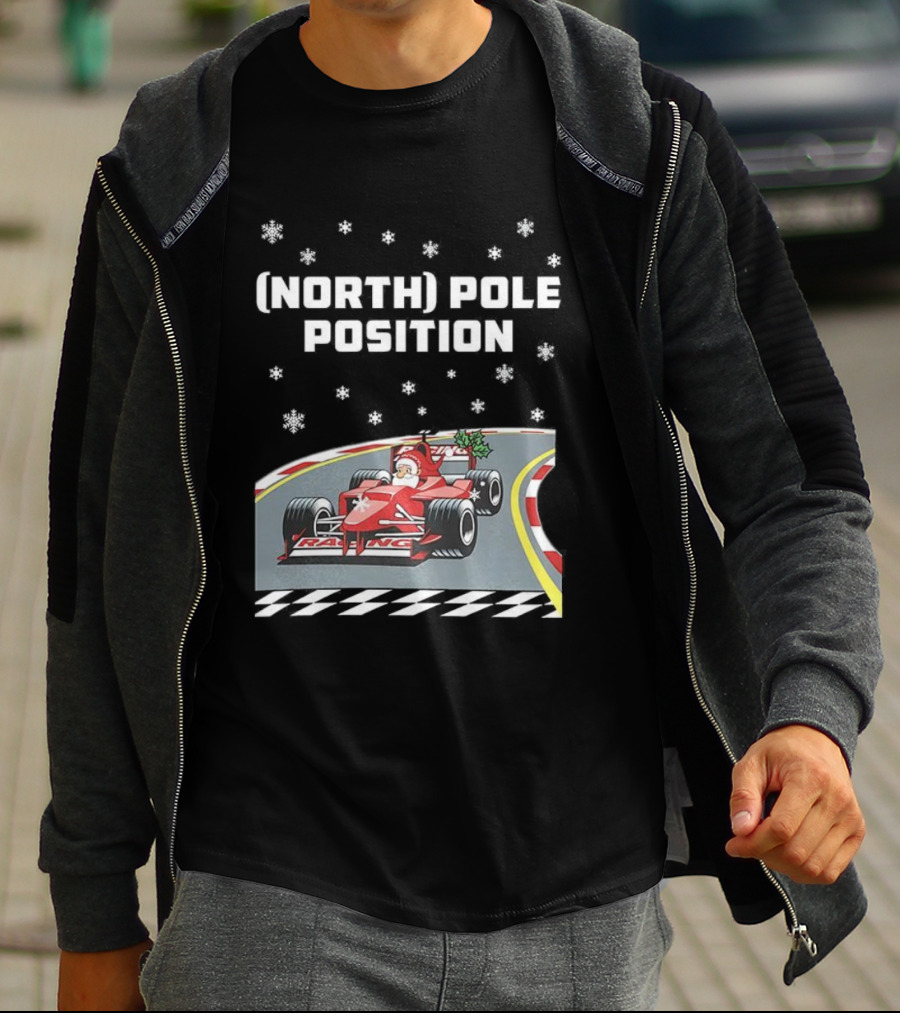 Santa Claus Christmas North Pole Racing Formula 1 T-Shirt