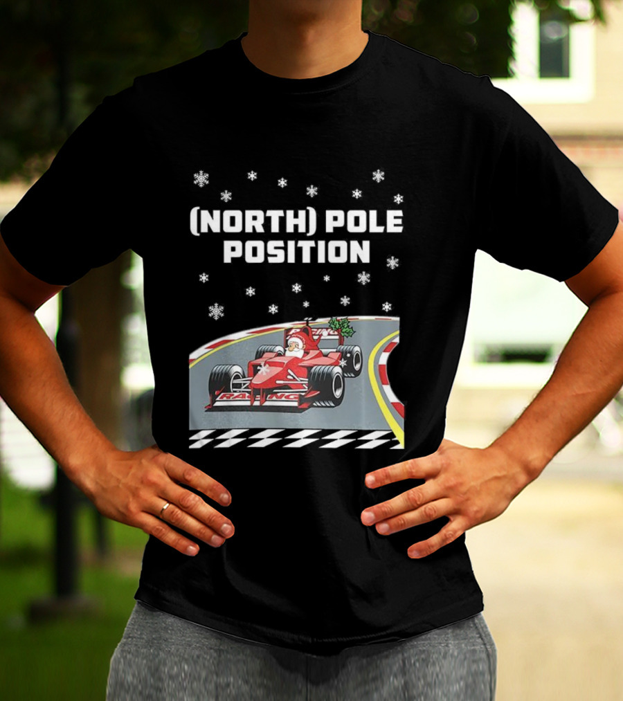 Santa Claus Christmas North Pole Racing Formula 1 T-Shirt