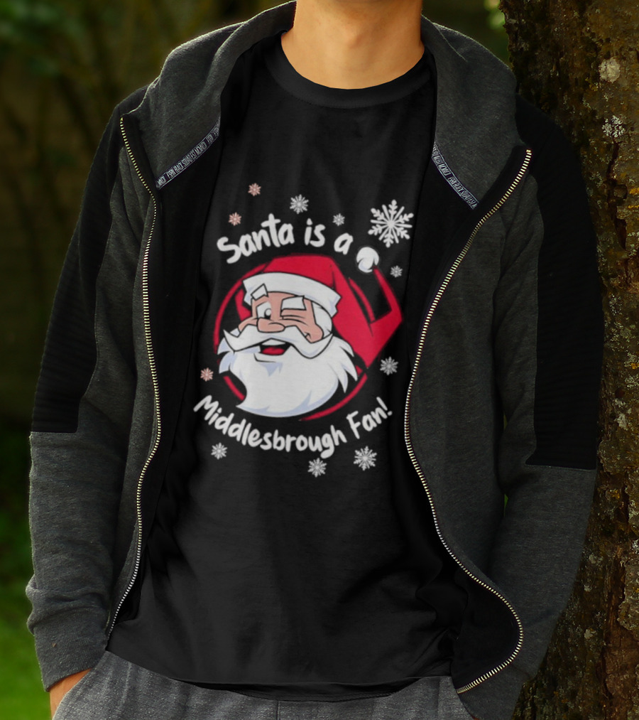 Santa Is A Middlesbrough Fan Christmas Snowflakes T-Shirt