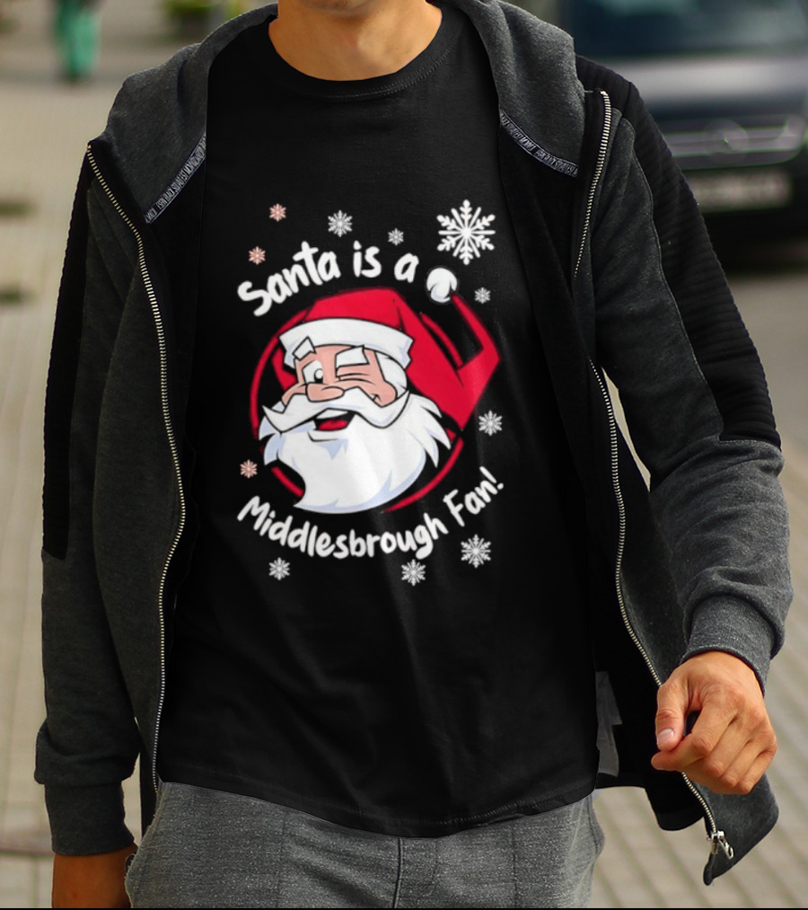 Santa Is A Middlesbrough Fan Christmas Snowflakes T-Shirt
