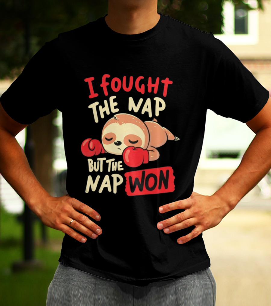 I Fought The Nap But The Nap Won Sloth Boxing Gloves T-Shirt
