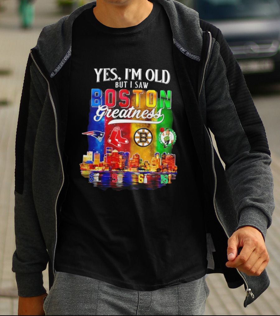 Boston Greatness Patriots Red Sox Bruins Celtics Skyline T-Shirt