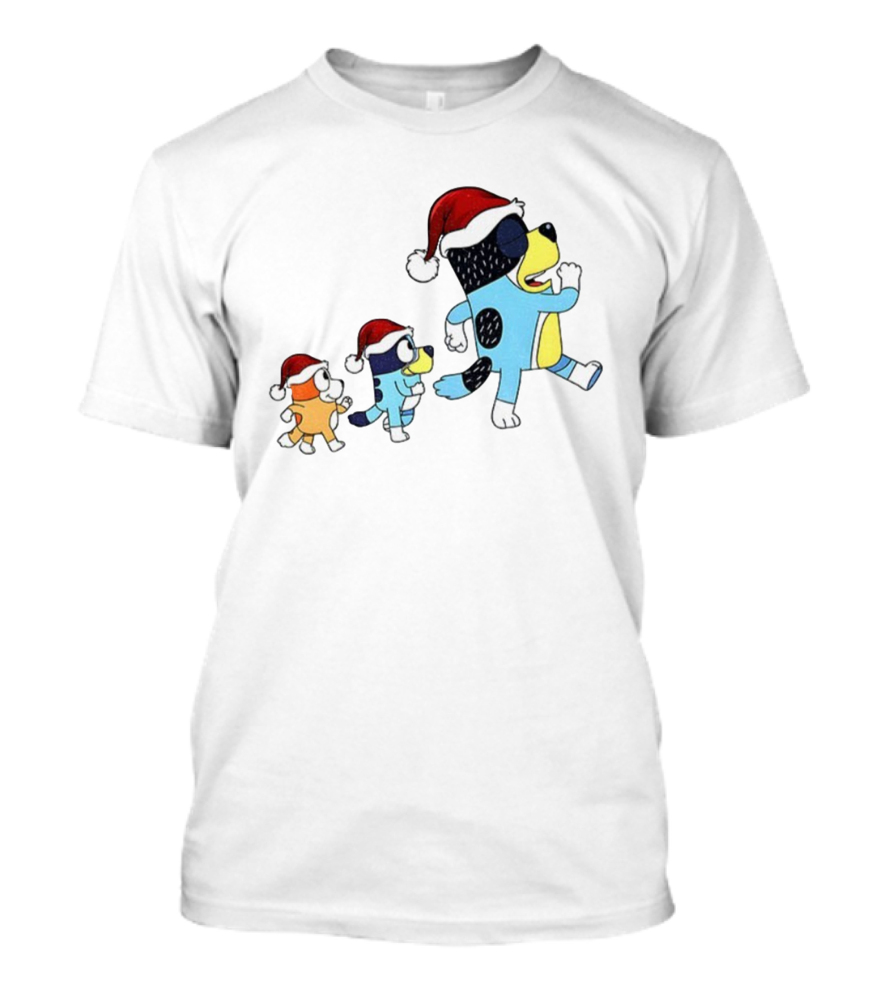Bluey Bingo Bandit Santa Hat Merry Christmas Walk T-Shirt