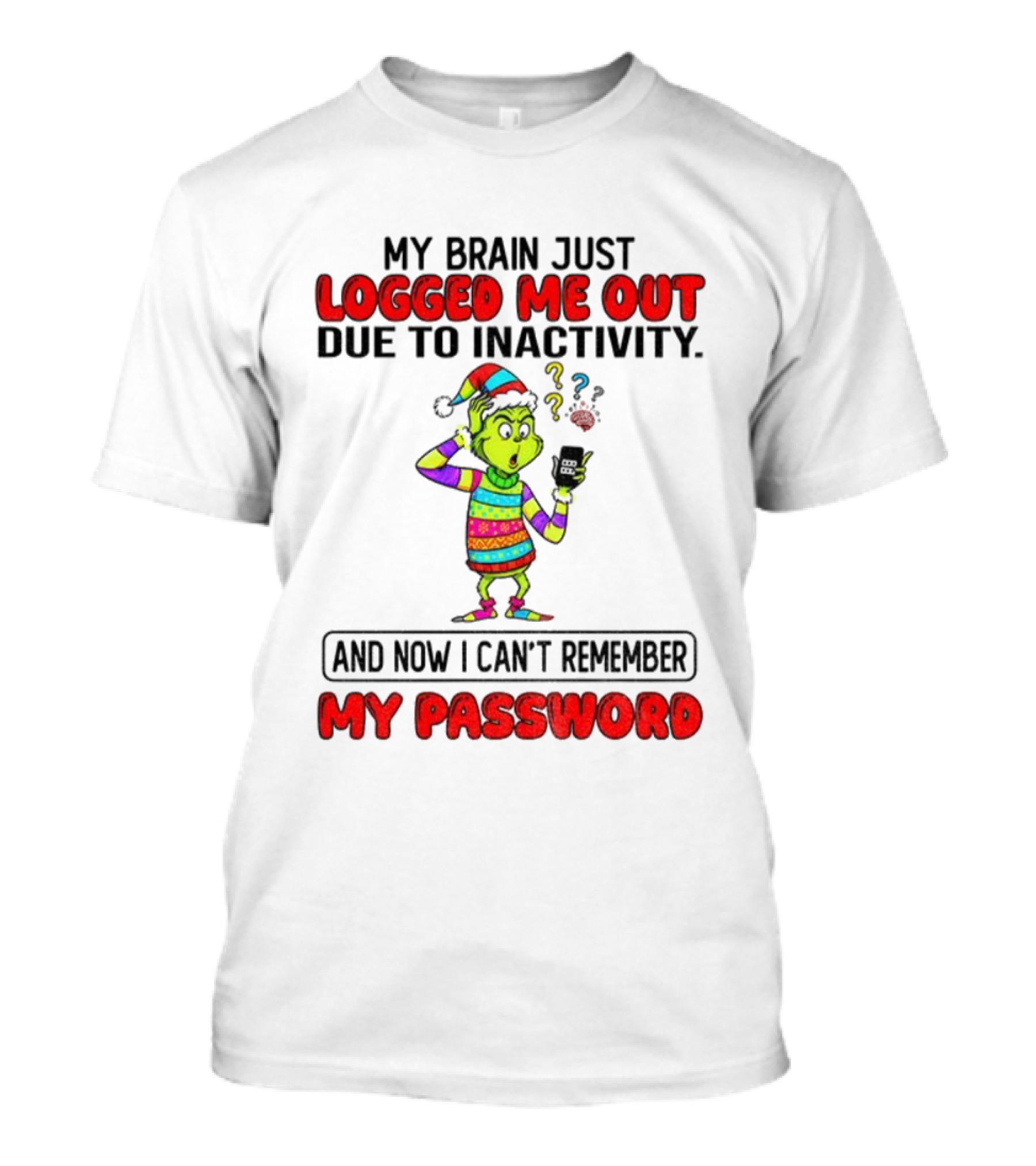 Grinch Logged Me Out Due To Inactivity And Now I Can’t Remember My Password Christmas T-Shirt
