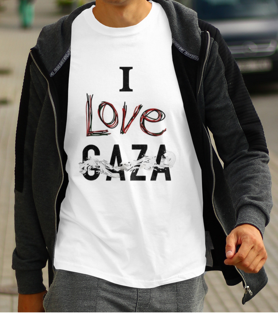 I Love Gaza Vintage Style Text T-Shirt
