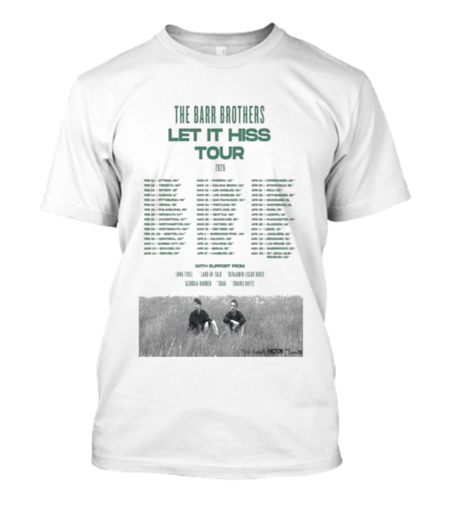 The Barr Brothers Let It Hiss Tour 2026 Locations And Dates T-Shirt