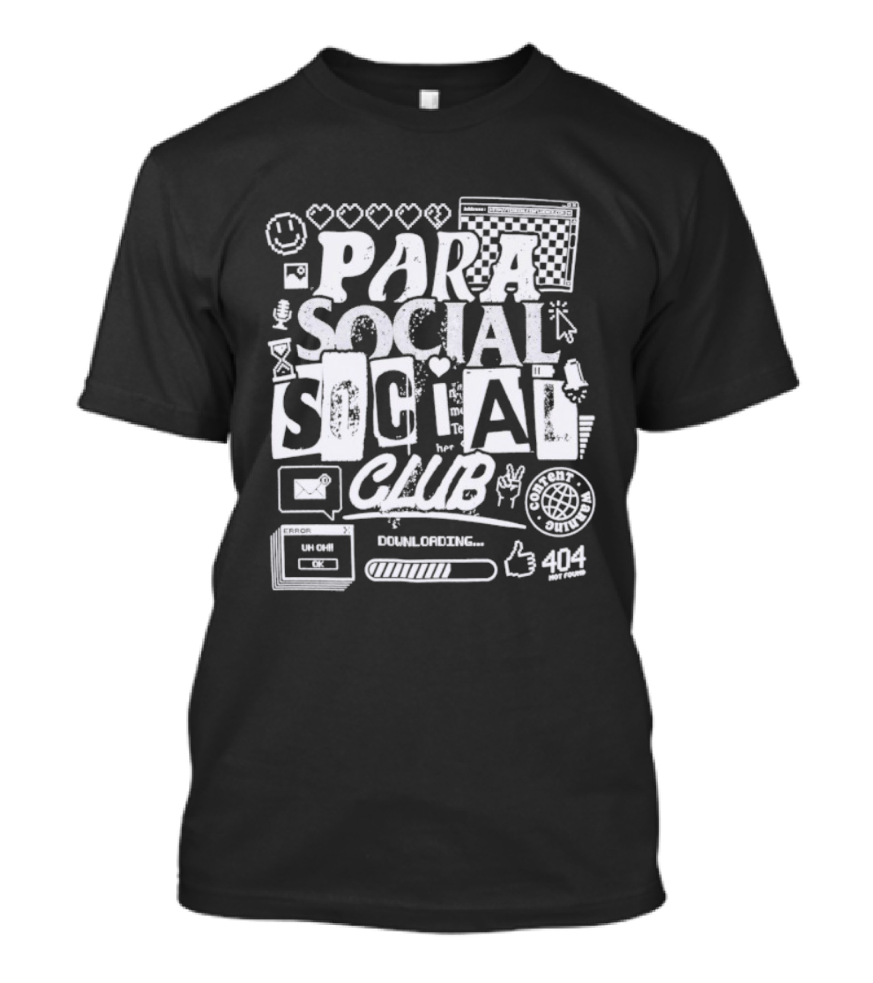 Parasocial Social Club Downloading 404 Icons Hearts T-Shirt