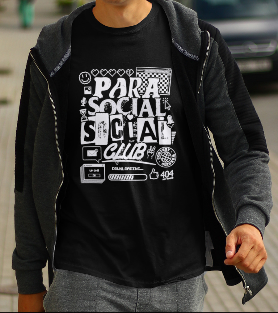 Parasocial Social Club Downloading 404 Icons Hearts T-Shirt