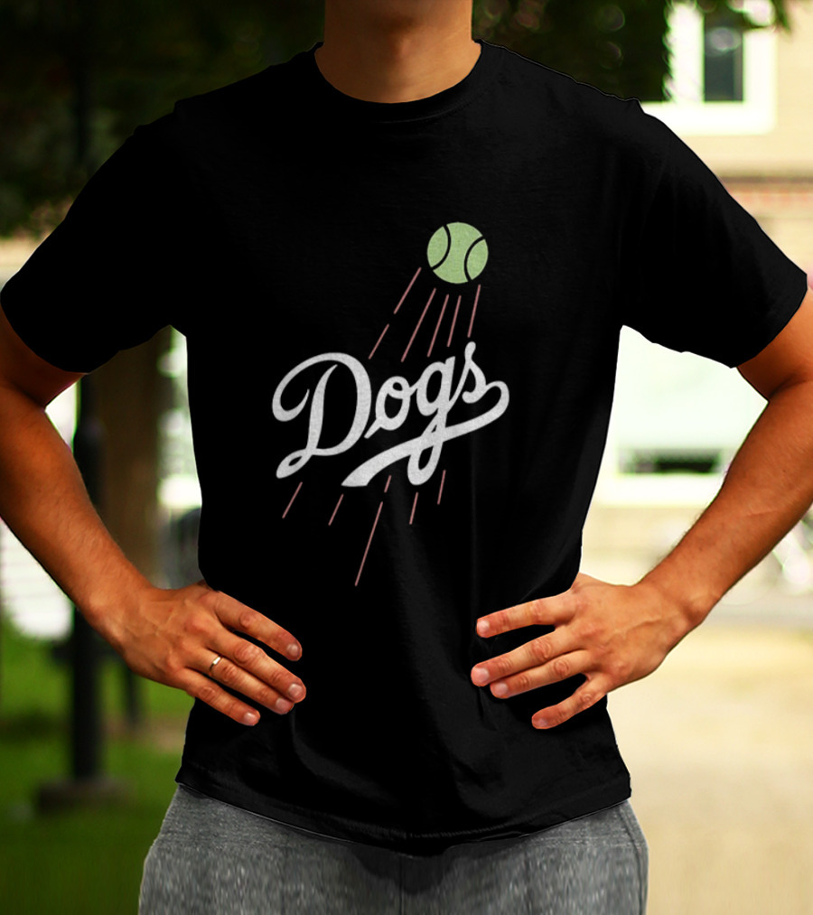Los Angeles Dodgers MLB Baseball 2025 Dogs Tennis Ball Retro Style T-Shirt