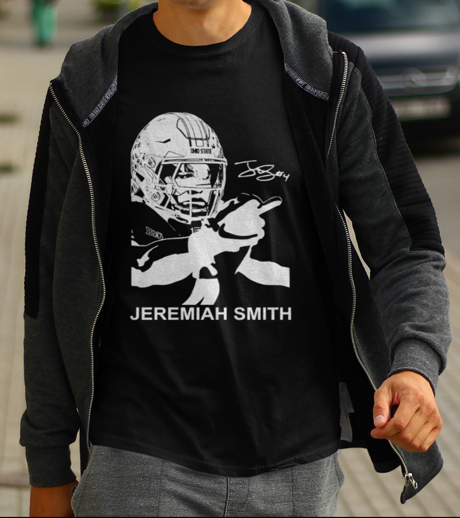 Jeremiah Smith Ohio State Buckeyes Signature Middle Finger Football Image T-Shirt