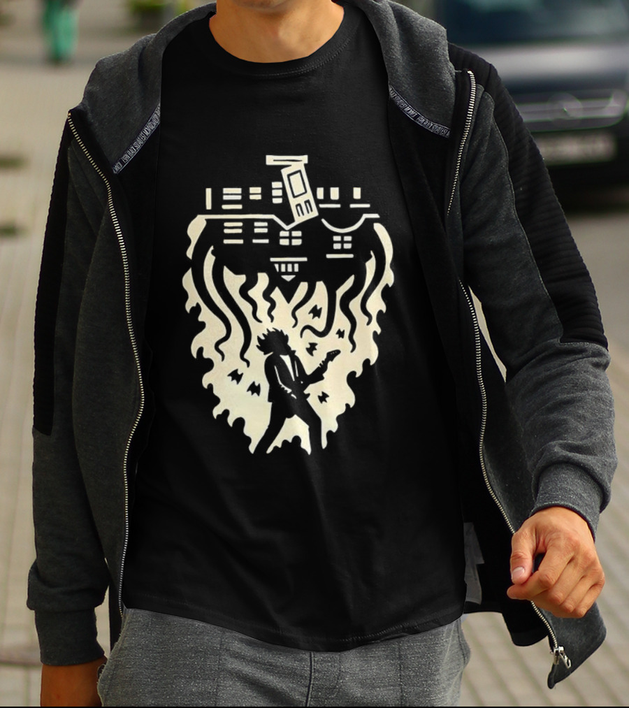 Joseph Quinn Stranger Things Character Upside Down Guitar Silhouette T-Shirt