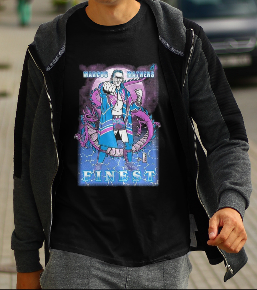 Marcus Mathers Finest Wrestler With Dragon And Purple Blue Costume T-Shirt