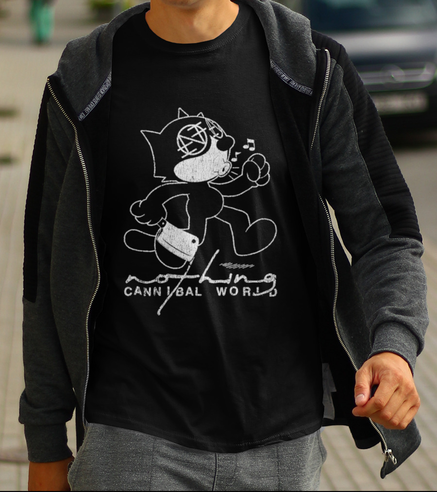 Nothing Cannibal World Felix Cat With Knife T-Shirt