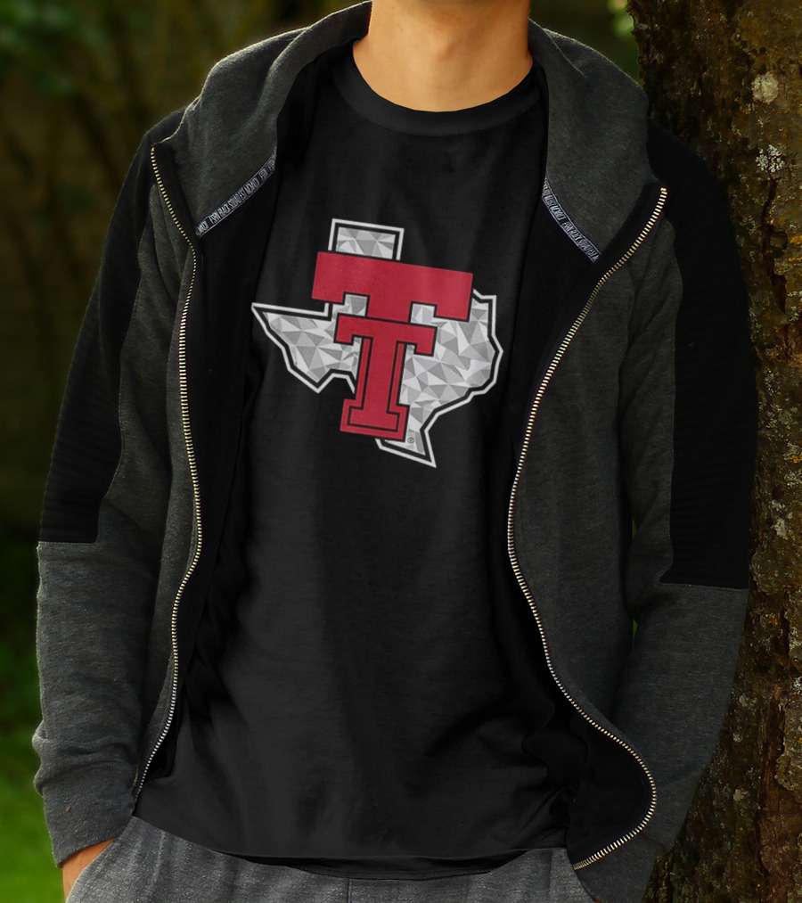 Texas Tech Red Raiders TT Emblem With Texas State Shape T-Shirt