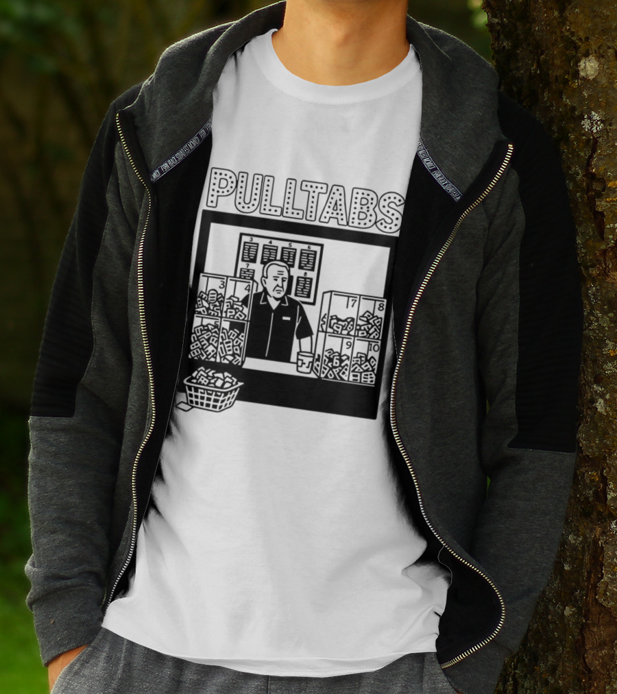 Minnesota Pull Tabs Comic Scene With Counter And Boxes T-Shirt