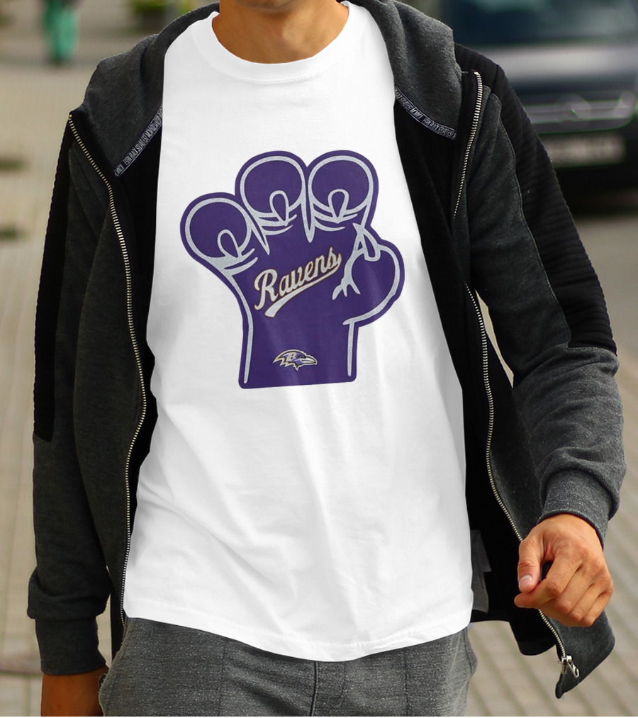 Baltimore Ravens Foam Claw Hand Purple Team Spirit Fan Gear T-Shirt
