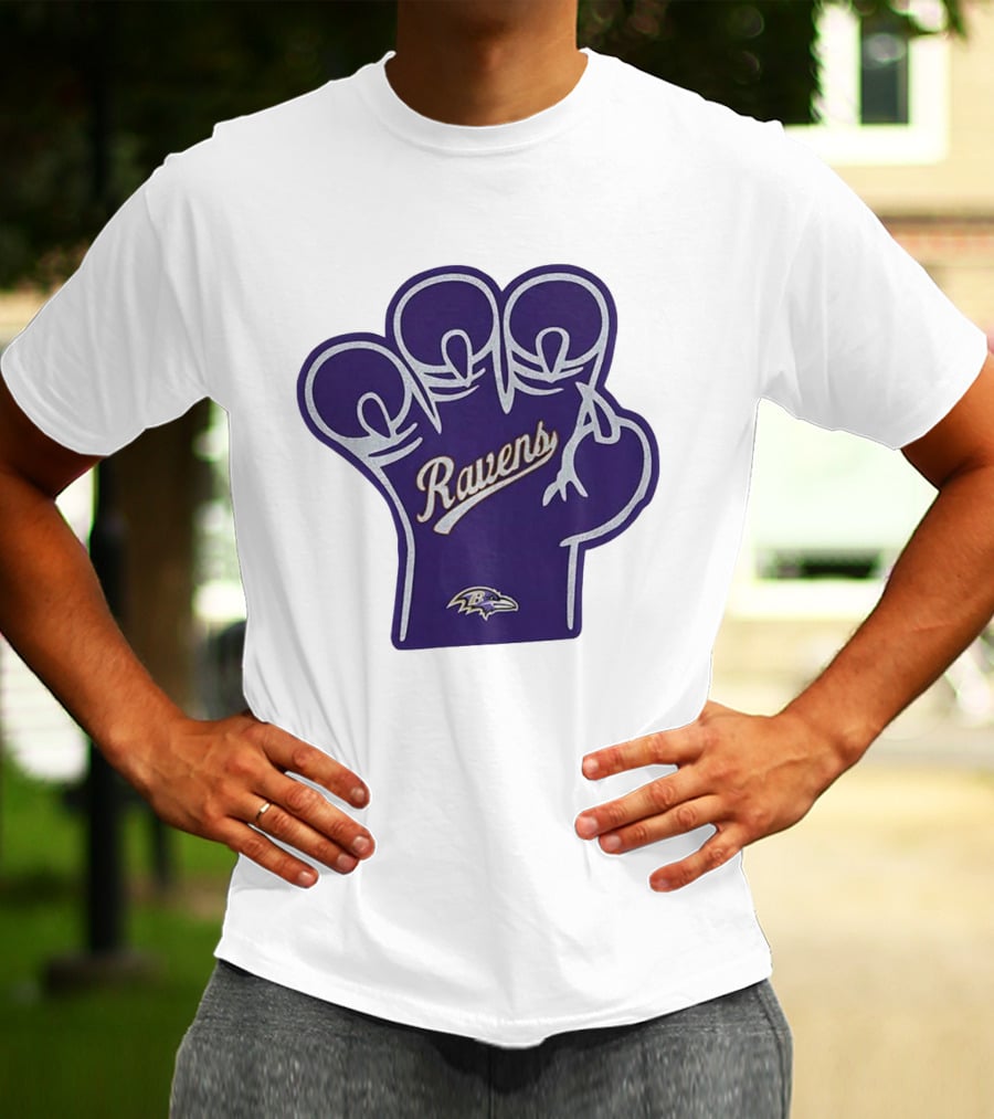 Baltimore Ravens Foam Claw Hand Purple Team Spirit Fan Gear T-Shirt