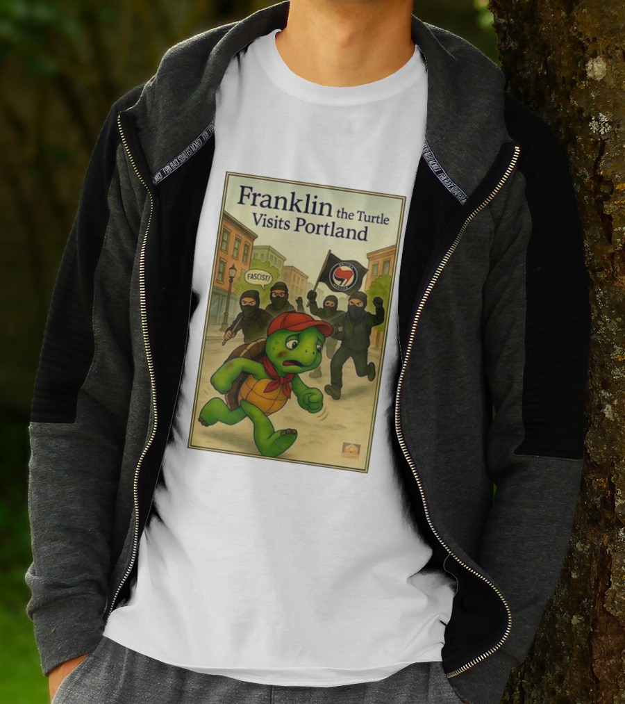 Franklin The Turtle Visits Portland Antifa Protest Scene T-Shirt