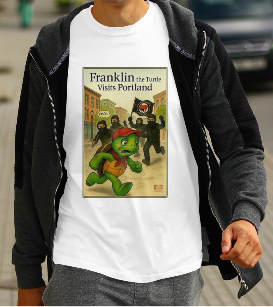 Franklin The Turtle Visits Portland Antifa Protest Scene T-Shirt