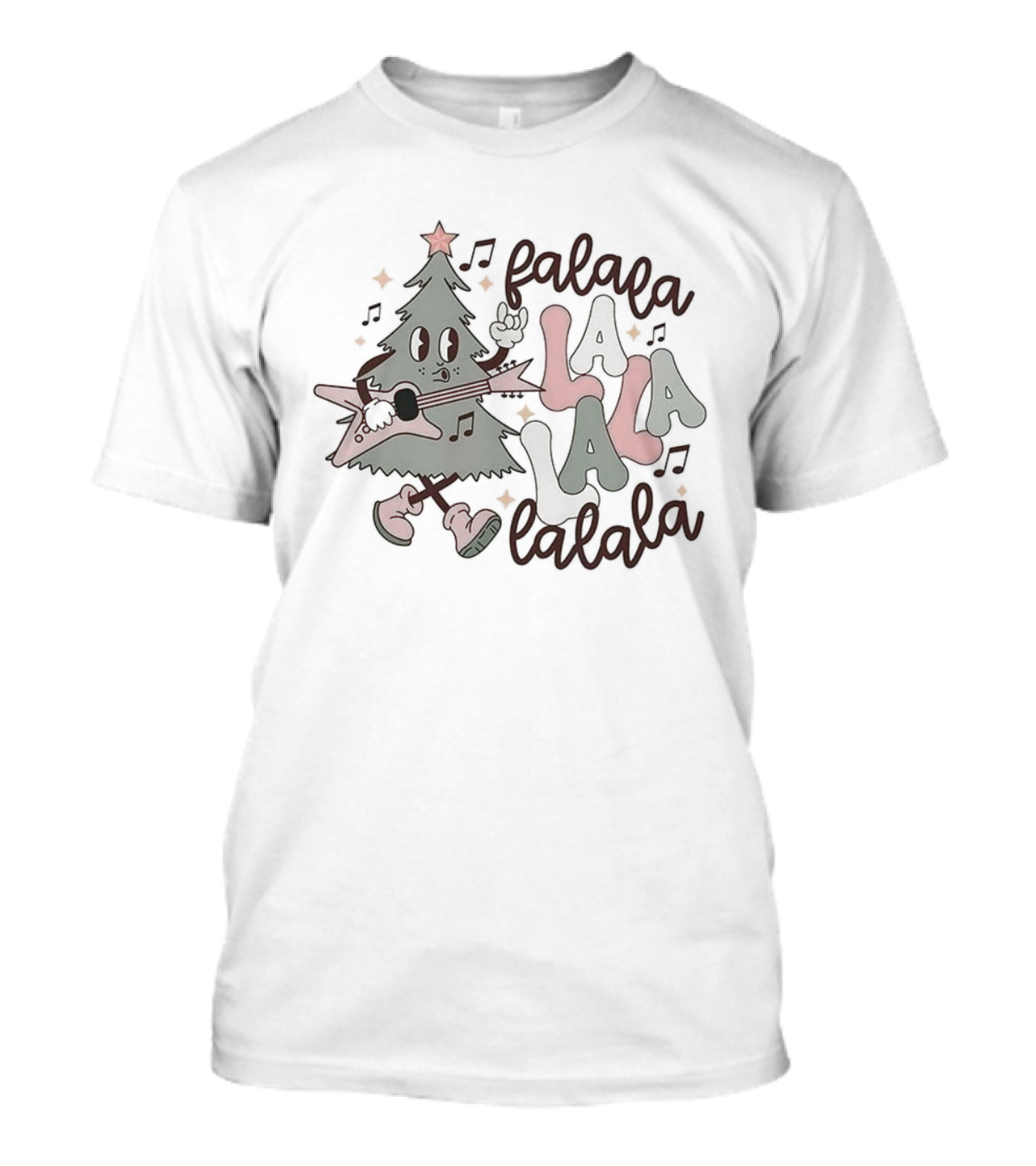 Christmas Tree Playing Electric Guitar Falala La La La Lalala Fun Holiday Music T-Shirt