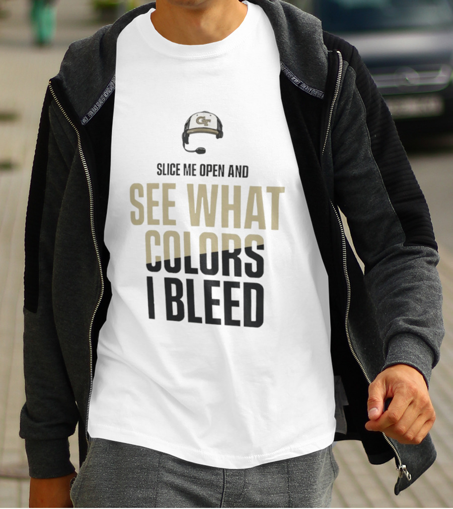 Georgia Tech Yellow Jackets Slice Me Open And See What Colors I Bleed T-Shirt