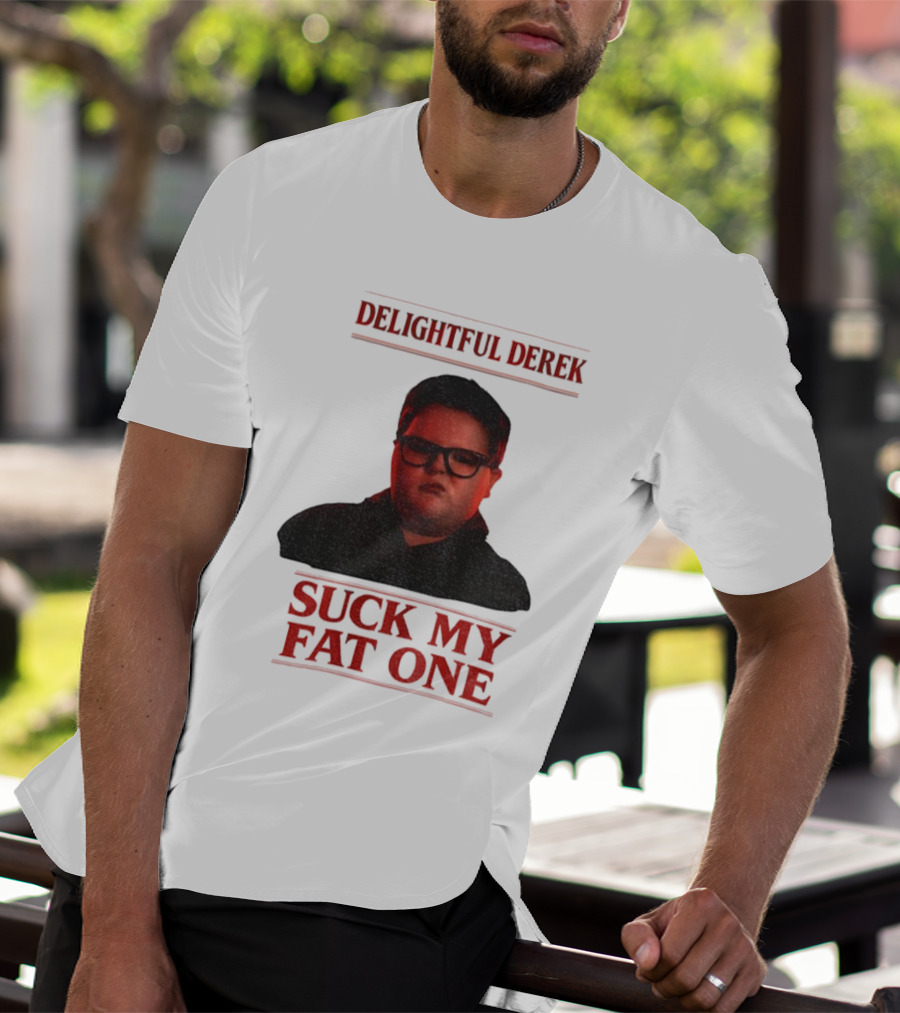 Delightful Derek Stranger Things Suck My Fat One Christmas T-Shirt