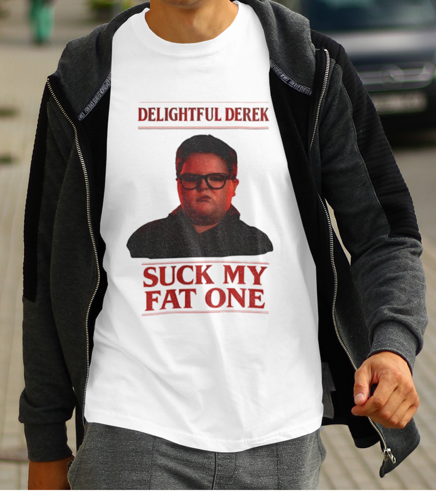 Delightful Derek Stranger Things Suck My Fat One Christmas T-Shirt