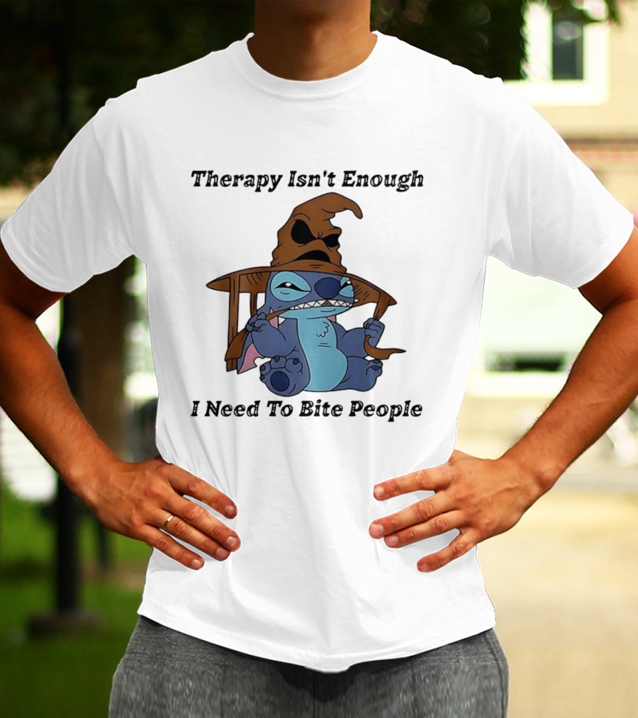 Therapy Isn't Enough I Need To Bite People Stitch Mood T-Shirt