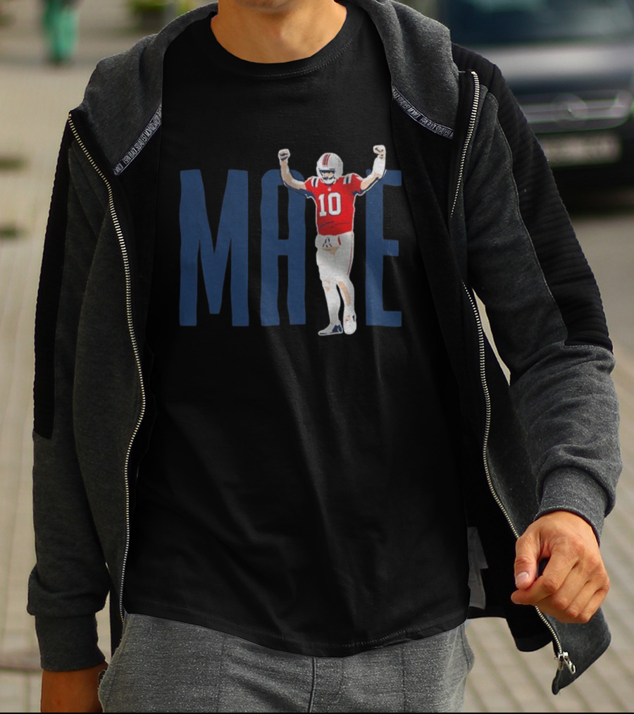 Drake Maye 10 New England Patriots Celebration NFL Football 2025 T-Shirt