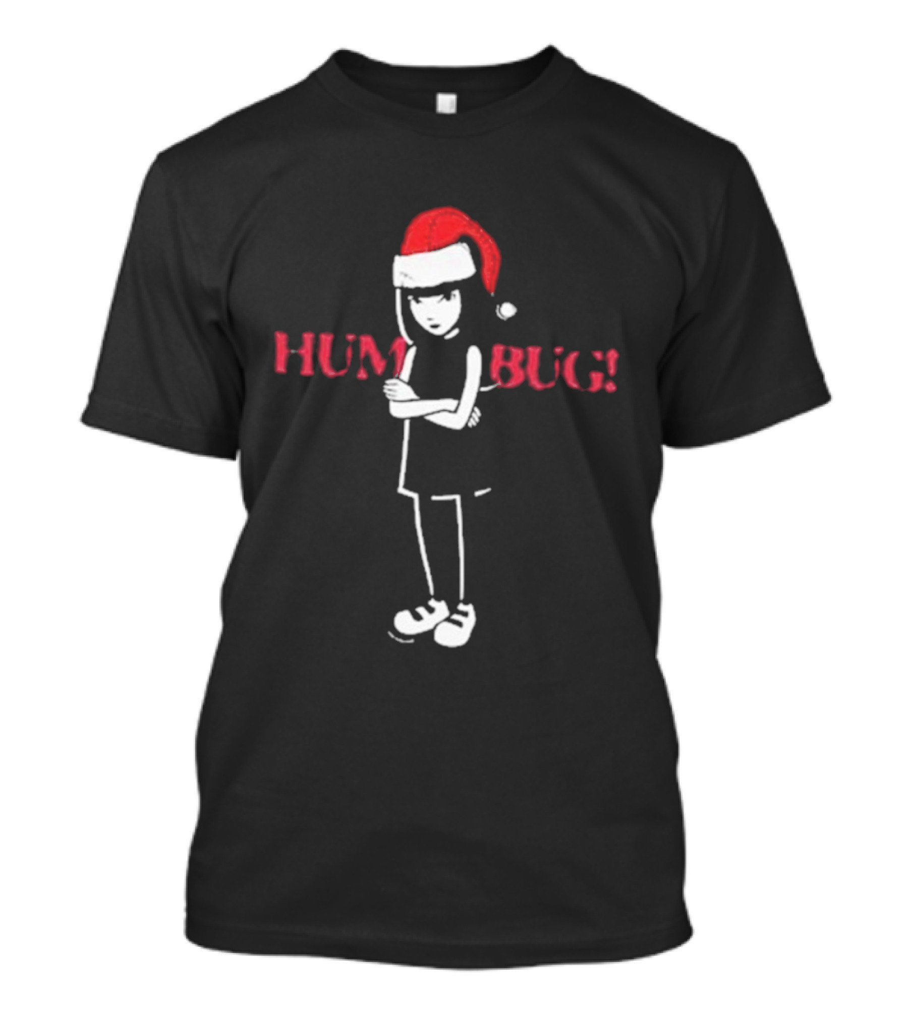 Emily The Strange Humbug Christmas Santa Hat T-Shirt