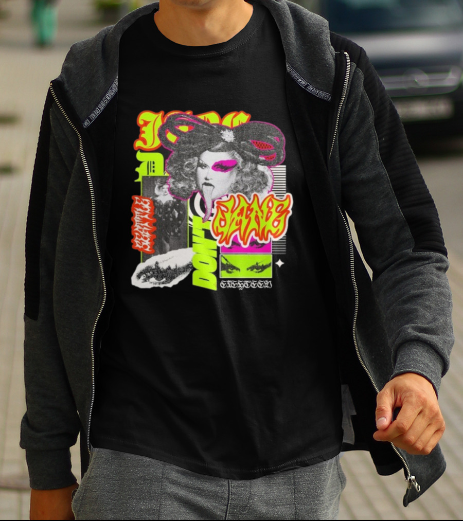 Jane Don't Glam Punk Retro Vibe Colorful Collage T-Shirt