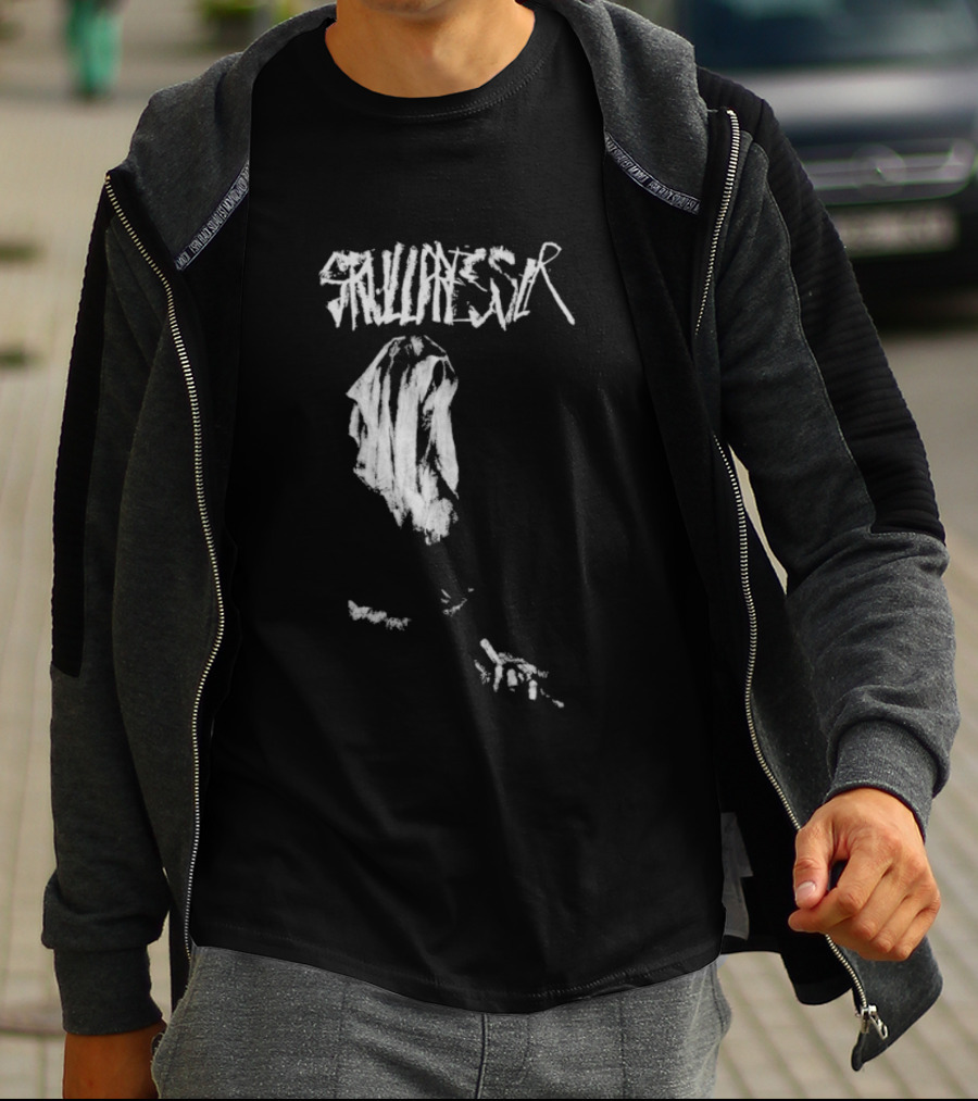 Skullpresser Distressed Grunge Typography Skull Artwork T-Shirt