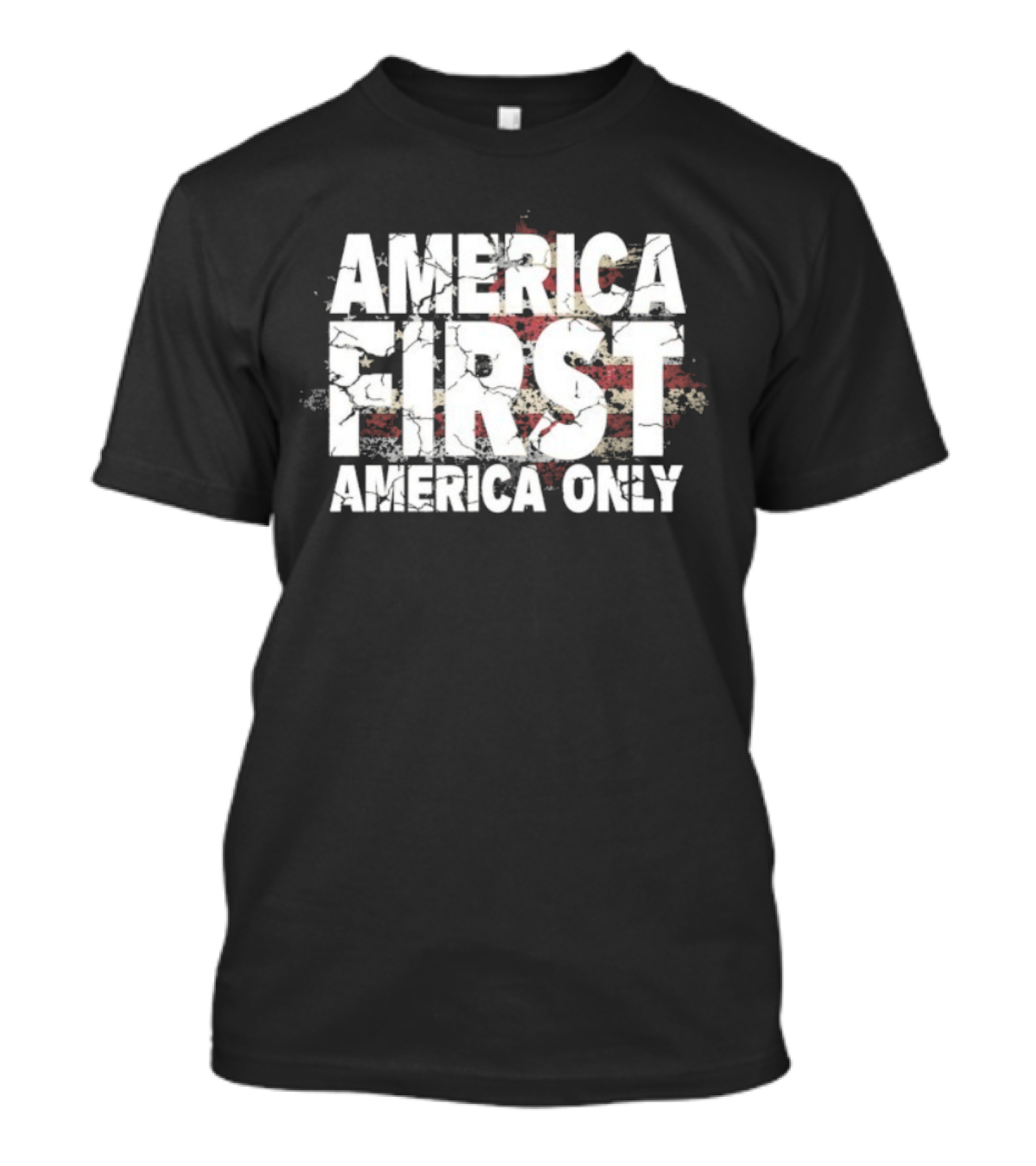 America First America Only Flag With Distressed Vintage Look Stars And Stripes T-Shirt
