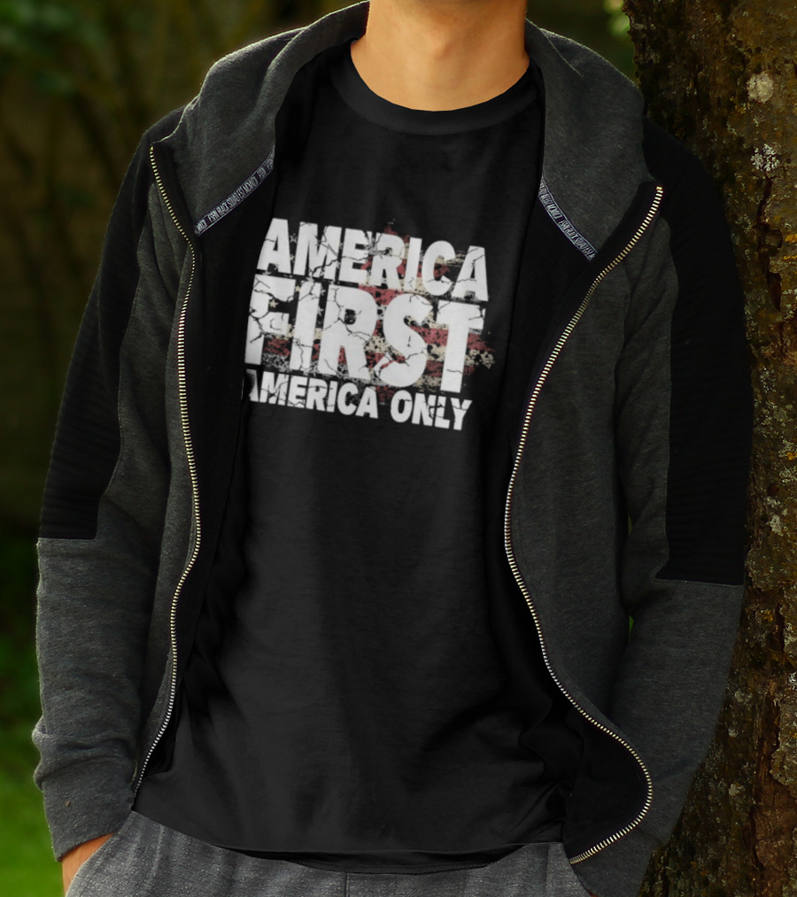 America First America Only Flag With Distressed Vintage Look Stars And Stripes T-Shirt
