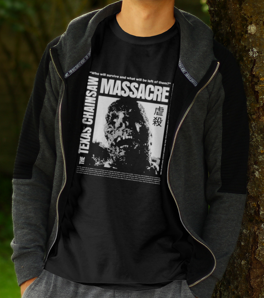 The Texas Chainsaw Massacre Who Will Survive What Will Be Left Of Them Drippy Corpse Japanese Text T-Shirt