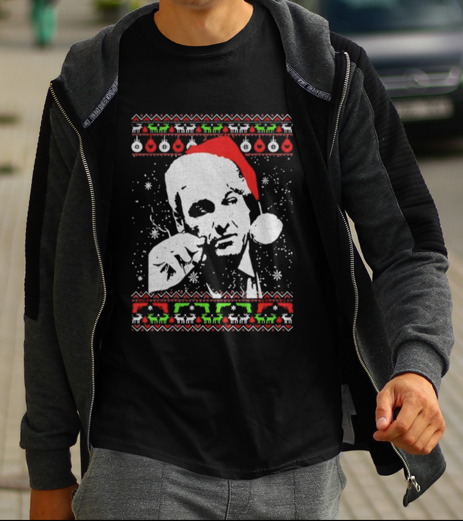 Tony Soprano Santa Hat Merry Christmas 2025 Vintage Ugly Sweater Style T-Shirt