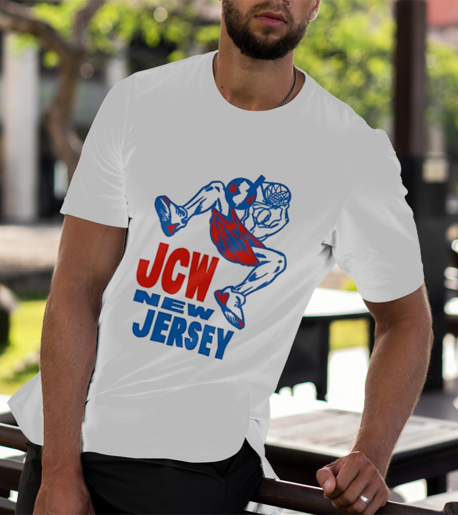 JCW New Jersey Basketball Dunking Figure Iconic Sports Style T-Shirt