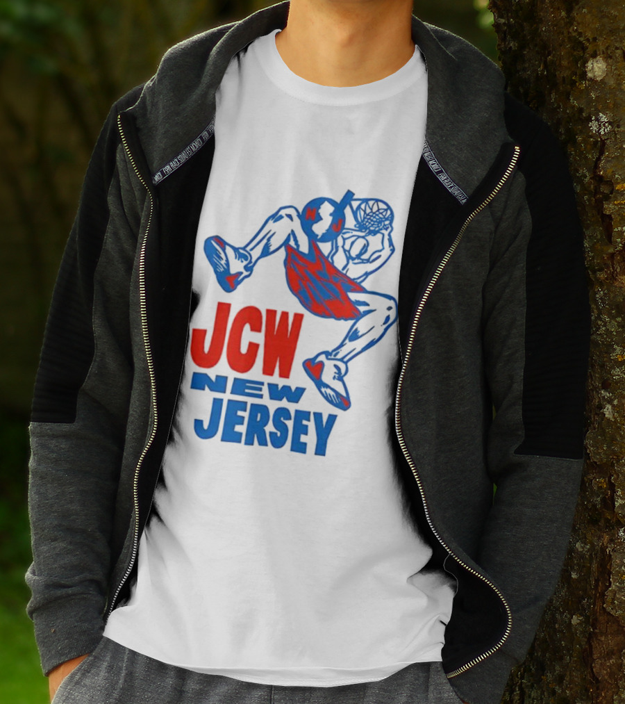 JCW New Jersey Basketball Dunking Figure Iconic Sports Style T-Shirt