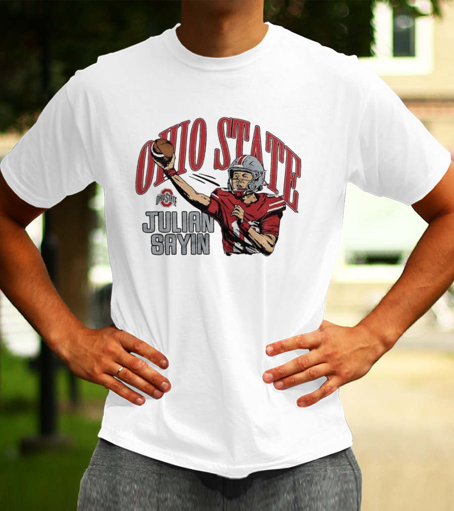 Ohio State Buckeyes Julian Sayin Football Throw Cartoon T-Shirt