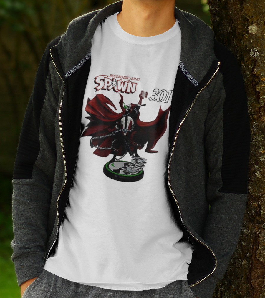 Record Breaking Spawn 301 Comic Iconic Red Cape Hero T-Shirt