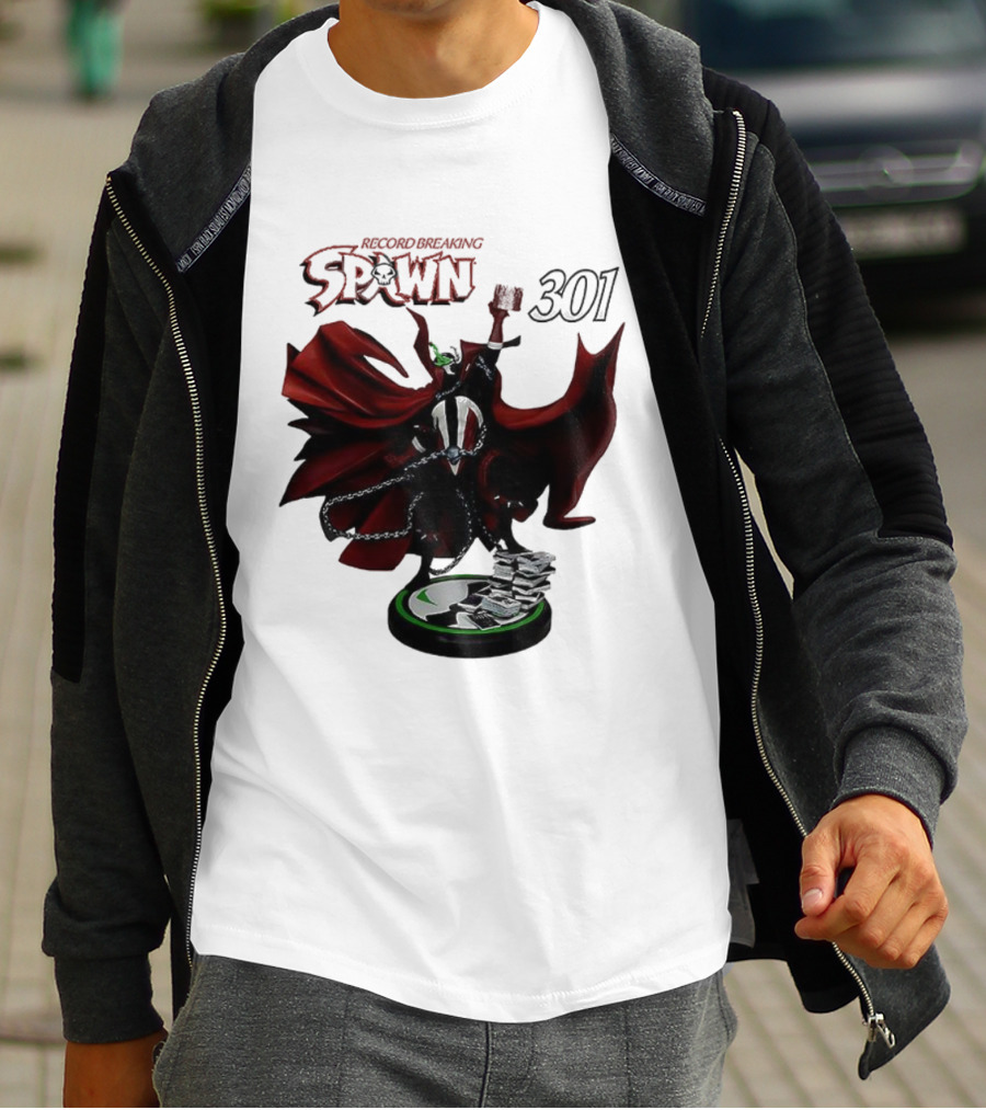Record Breaking Spawn 301 Comic Iconic Red Cape Hero T-Shirt