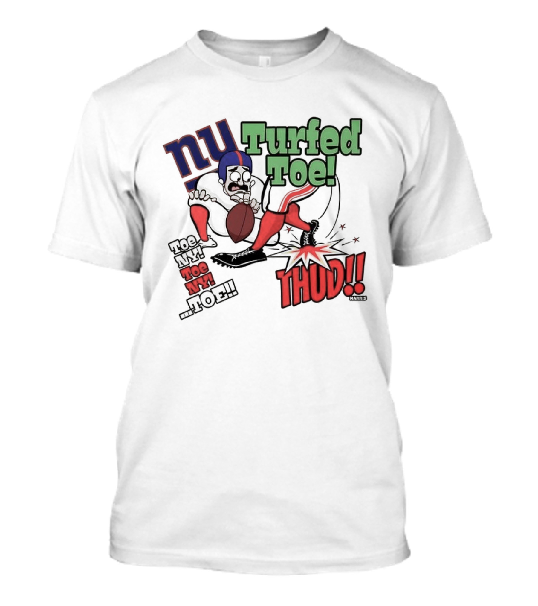 New York Giants Turfed Toe Cartoon NY Thud Football T-Shirt