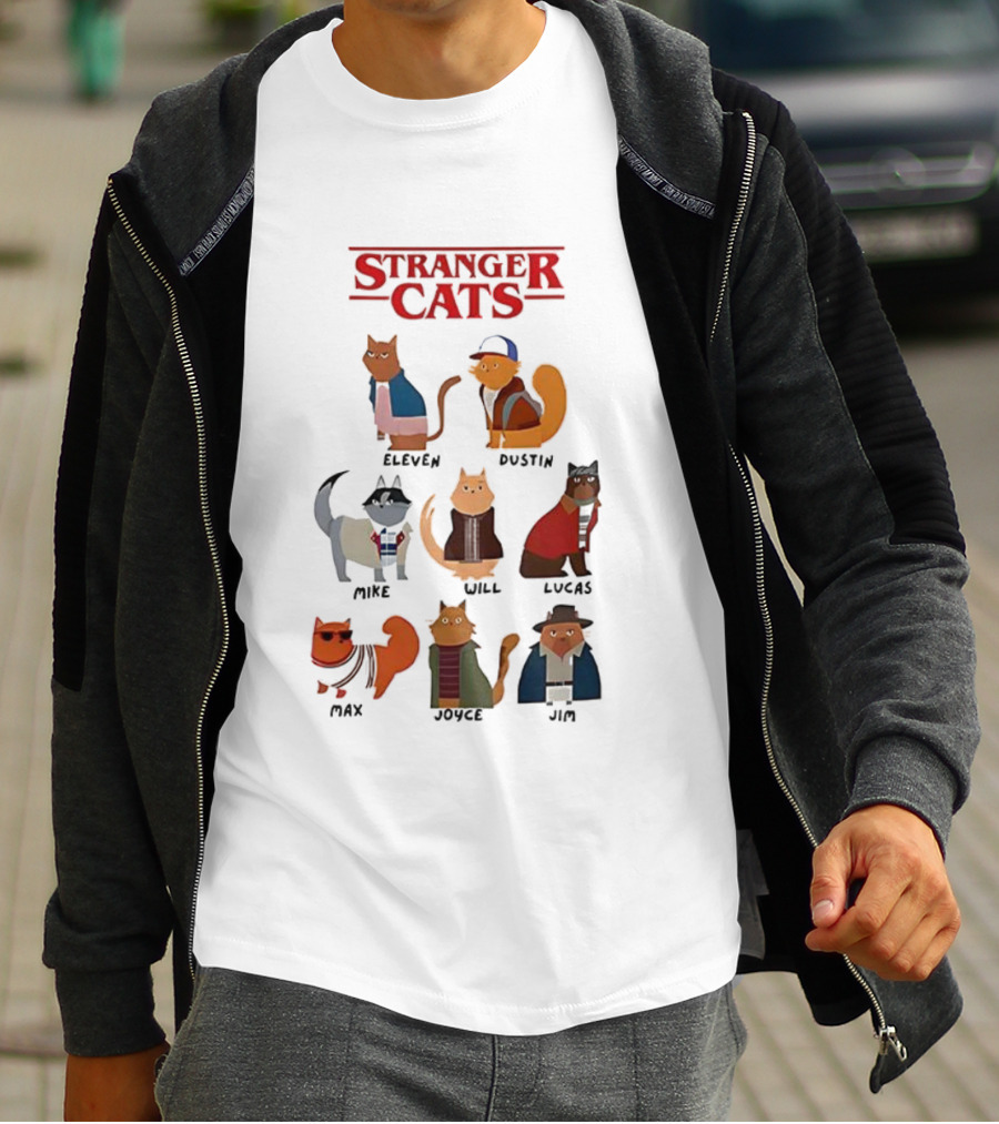 Stranger Cats Eleven Dustin Mike Will Lucas Max Joyce Jim T-Shirt