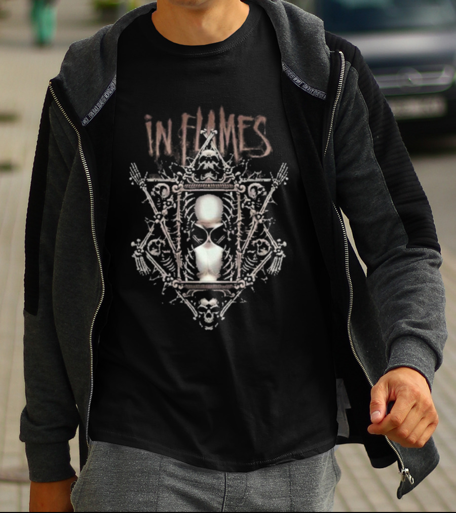 In Flames Dark Hourglass Gothic Symbolic Artwork T-Shirt