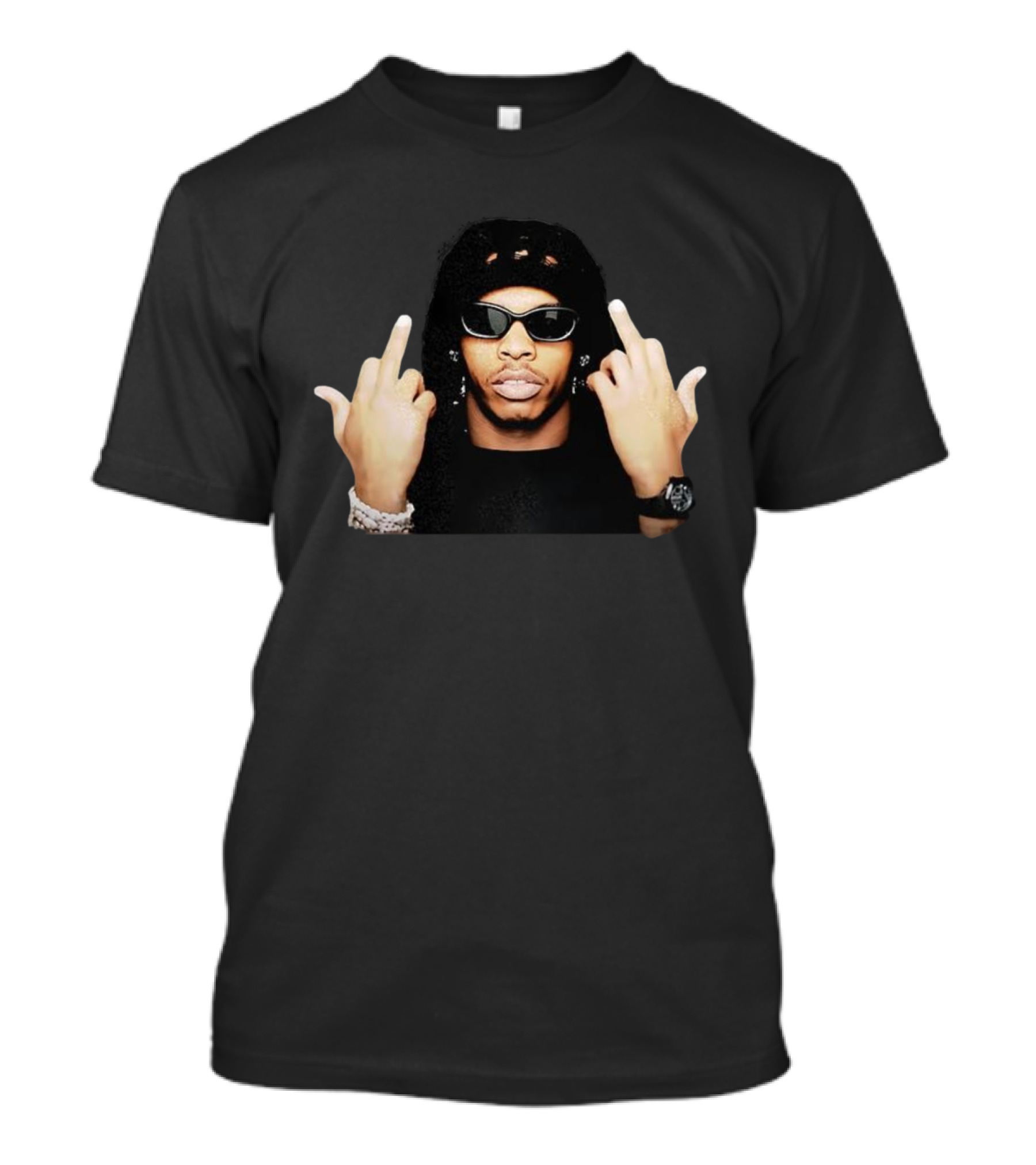 Lil Baby Two Middle Fingers Meme Sunglasses Black Jewelry T-Shirt