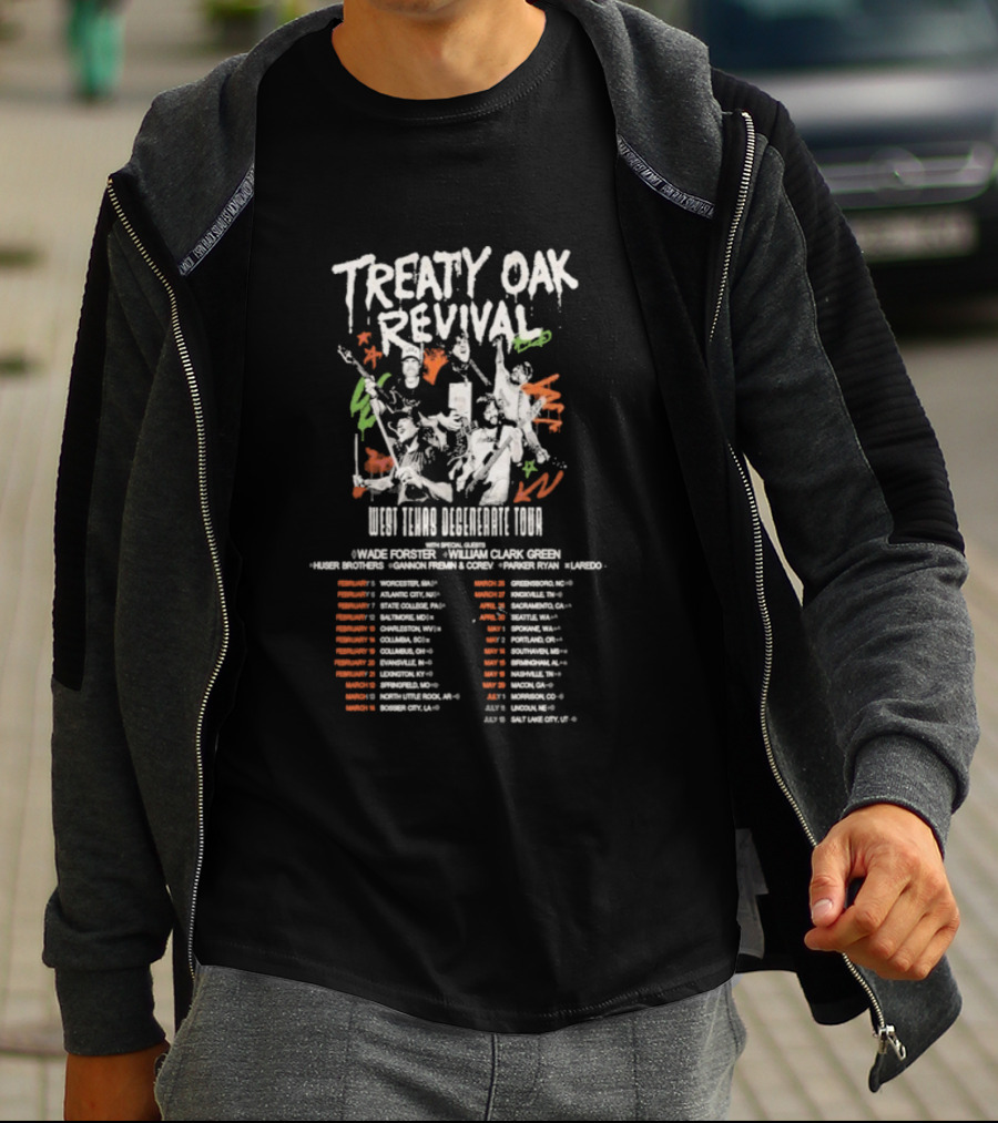 Treaty Oak Revival 2026 West Texas Degenerate Tour Dates And Locations T-Shirt