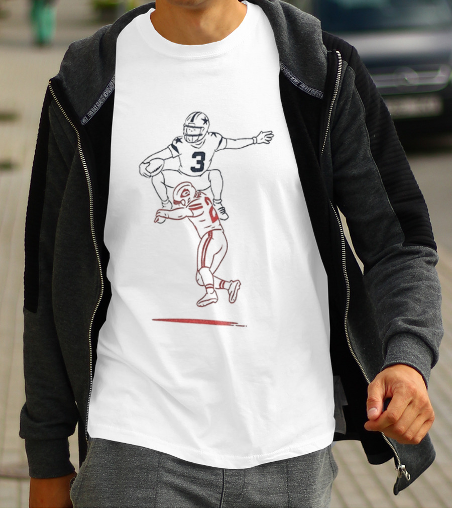 George Pickens Dallas Cowboys NFL Football Jump Over Sketch 2025 Player Leap T-Shirt