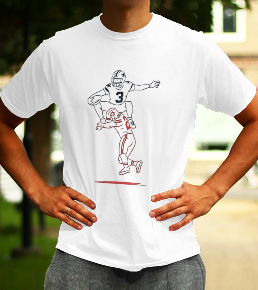 George Pickens Dallas Cowboys NFL Football Jump Over Sketch 2025 Player Leap T-Shirt