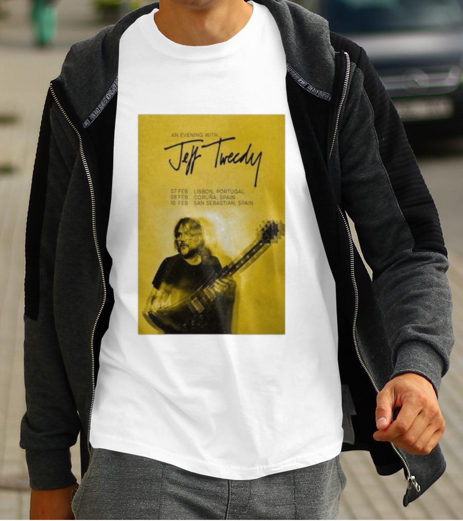 An Evening With Jeff Tweedy Lisbon Coruña San Sebastian 2026 Tour Dates Guitar T-Shirt