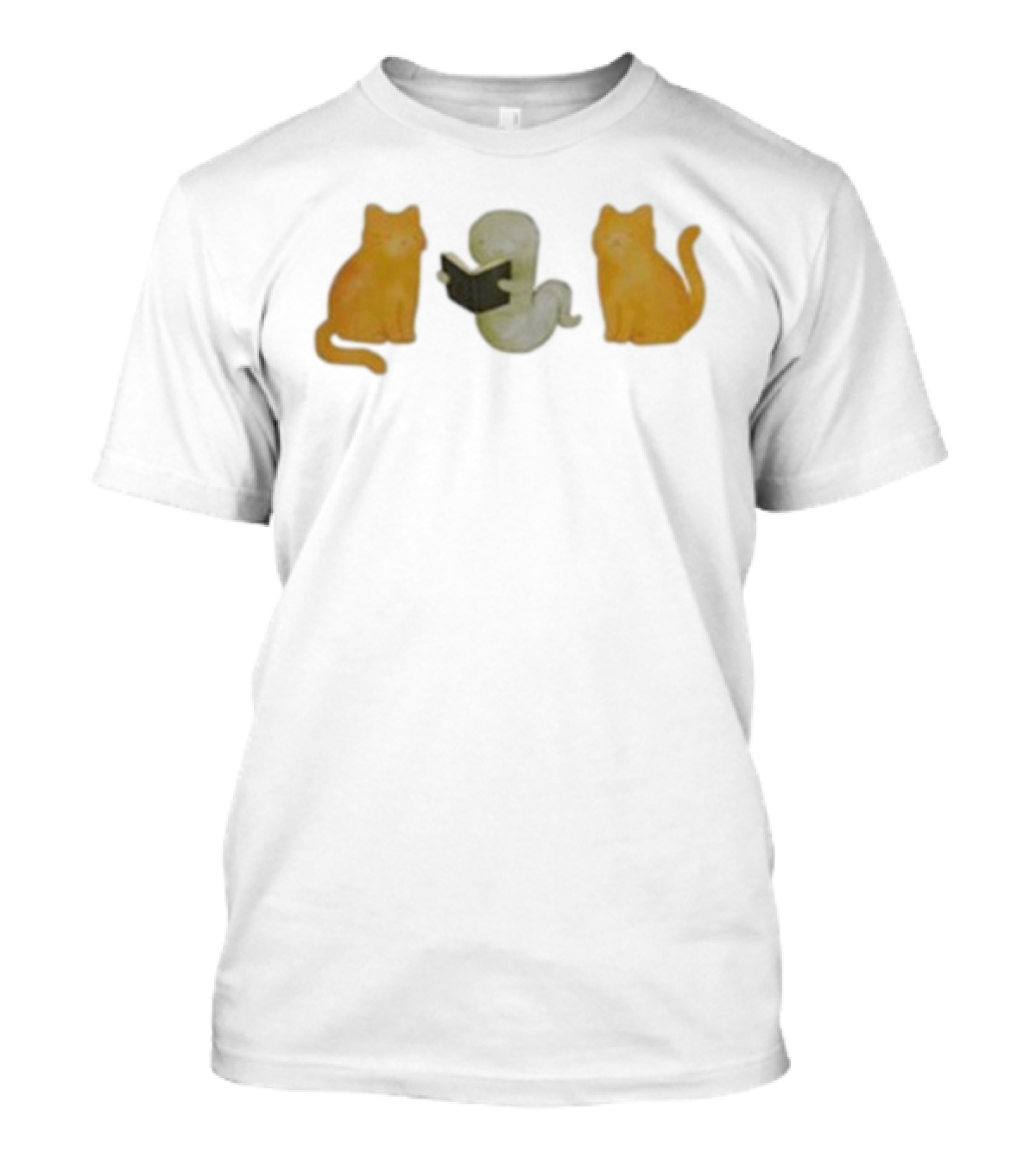 Lilsimsie Bookworm Reading Ghost With Cats T-Shirt